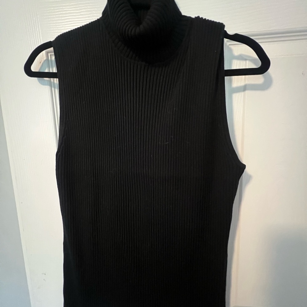 Chico's Black Ribbed Turtleneck Top